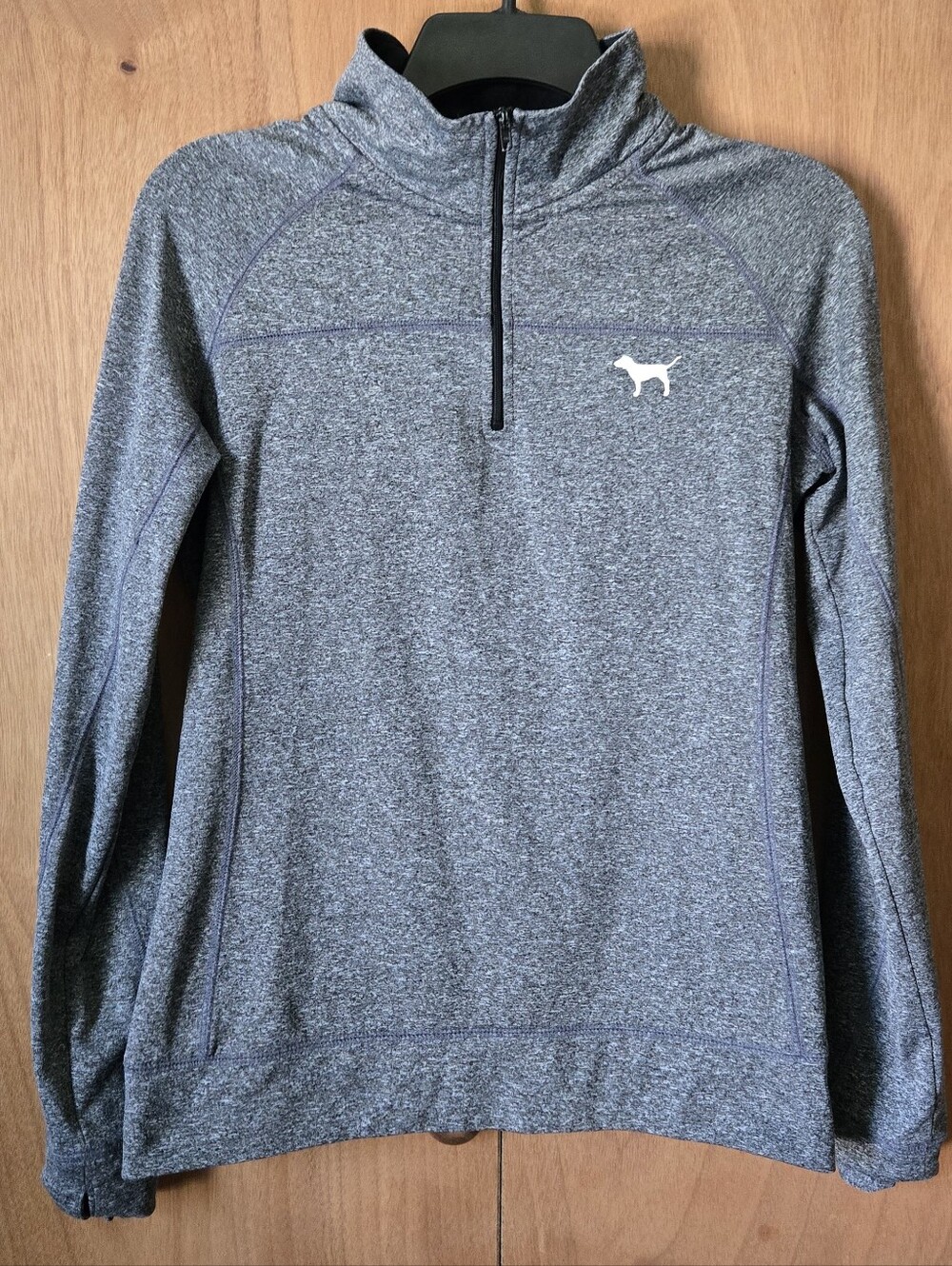 PINK Gray Quarter-Zip Pullover Sweater